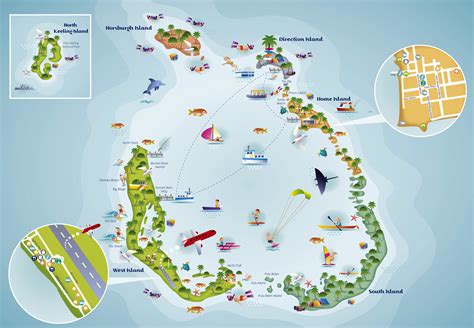 Detailed tourist illustrated map of Cocos (Keeling) Islands | Cocos ...