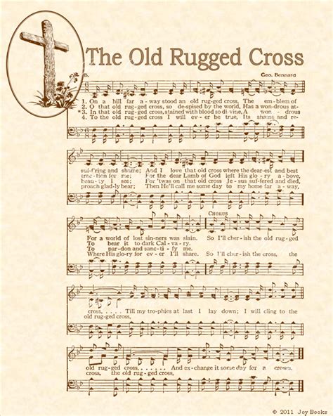 The Old Rugged Cross Christian Heritage Hymn Sheet Music Vintage