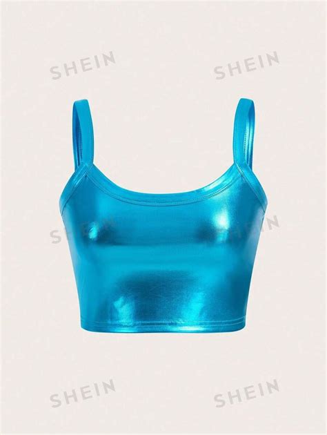 SHEIN ICON Solid Metallic Cami Top | SHEIN USA