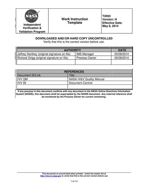 Free Printable Work Instruction Templates Pdf Word Excel