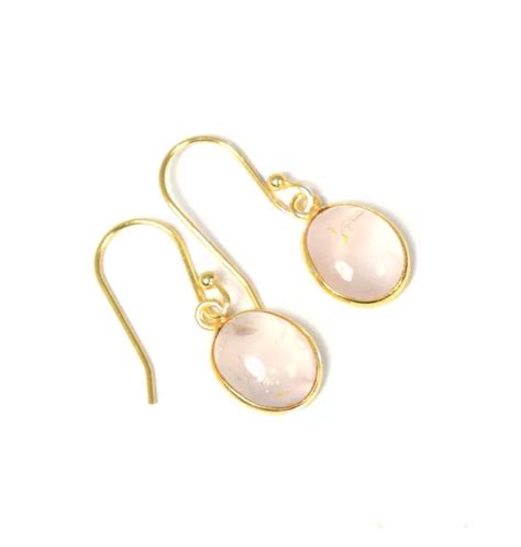 Solid Sterling Silver Ct Gold Overlay Pink Rose Quartz Hook