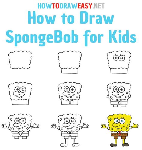 How to Draw SpongeBob for Kids - How to Draw Easy | Spongebob drawings ...