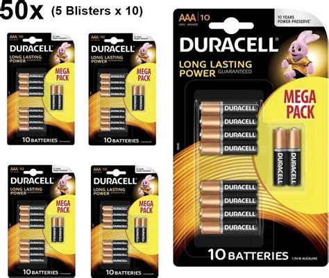 50 Stuks 5 Blisters A 10st Duracell MEGA PACK LR03 AAA R03 MN