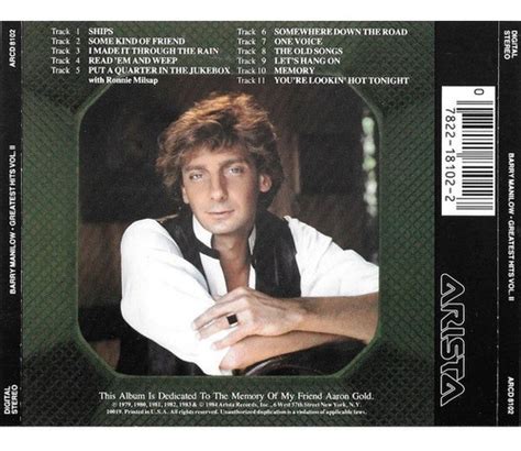 Barry Manilow Greatest Hits Vol Ii Cd Cuotas sin interés