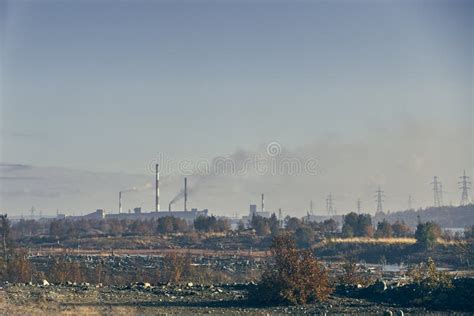 Industrial Landscape with Heavy Pollution Produced by a Large Factory ...