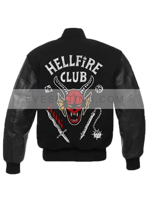 Stranger Things Hellfire Club Black Varsity Jacket Eve Suiting