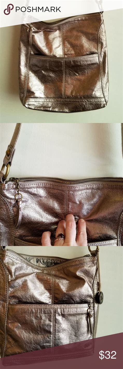 The Sak Gold Leather Cross Body Purse Gold Leather Leather