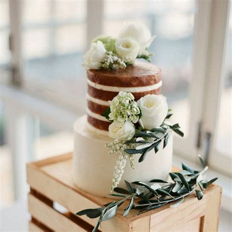 Beautiful Half Naked Wedding Cake On Wooden Crate Fab Mood Wedding Color Haircuts