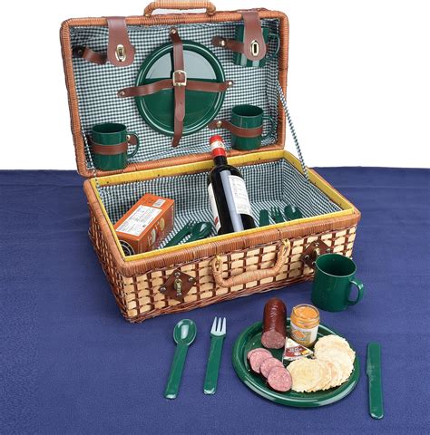 Wicker Rattan Suitcase Style Picnic Basket With Service For By