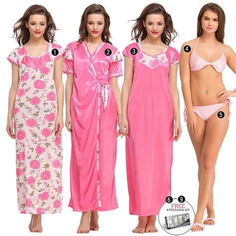 Buy Pc Satin Nightwear Set Hot Pink Online India Best Prices Cod Clovia Nsm A
