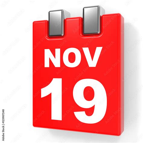 November 19. Calendar on white background. Stock Illustration | Adobe Stock