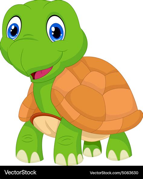 Cute cartoon green turtle Royalty Free Vector Image