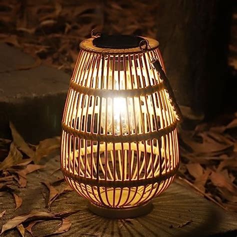 Amazon ZWOOS Solar Lantern Outdoor Waterproof Big Rattan Solar