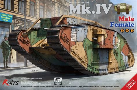 RealTS Takom 1:35 WWI Heavy Battle Tank Mk.IV Male Female 2in1 Plastic ...