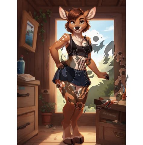 Anthro Deer Adoptable Fursona Digital Download Hd Image Original Character For Roleplay Female