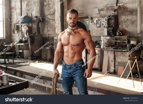 Muscled Half Naked Man Work Old Foto Stock Shutterstock