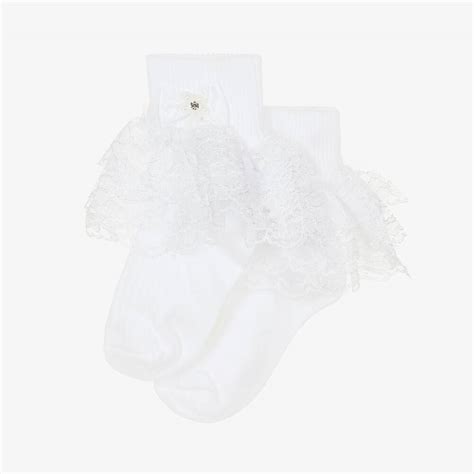 Sevva - Girls White Lace Ankle Socks | Childrensalon