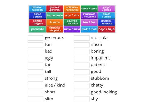 Modulo 1.3 Adjectives for describing people - Match up