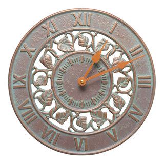 Ivy Silhouette Indoor Outdoor Wall Clock Copper Verdigris