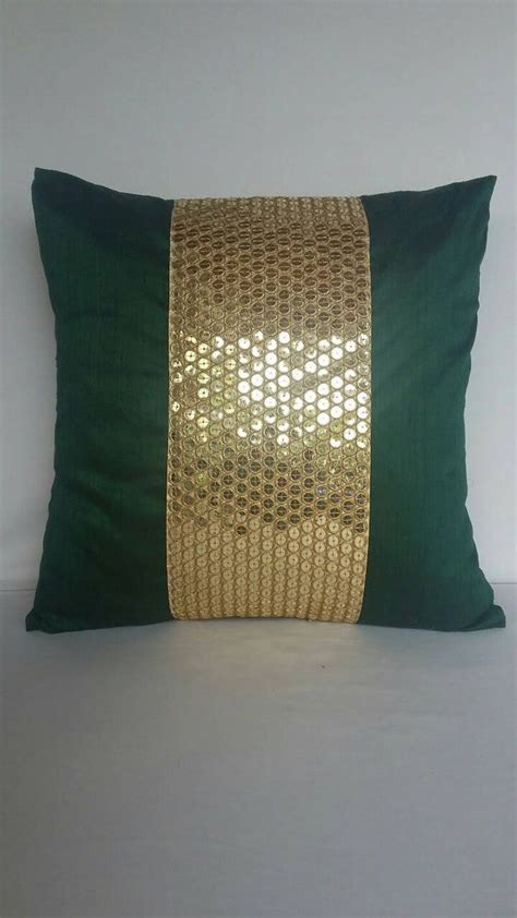 Gold Silk Decorative Pillow. With Gold Stone Work Border. - Etsy