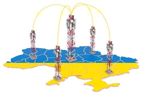 Premium Photo Mobile Communications In Ukraine Cell Towers On The Map