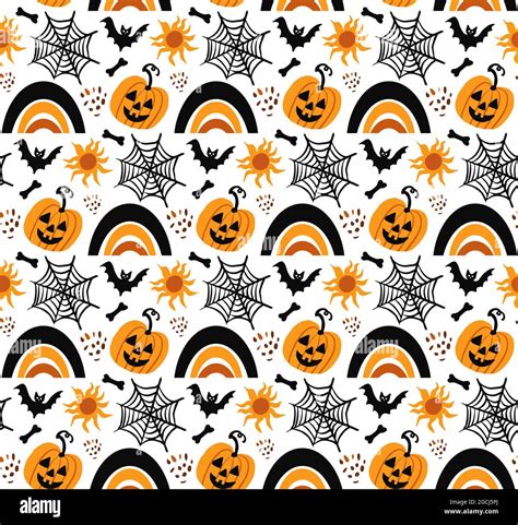 Happy halloween Boho abstract seamless pattern. Bohemian mystical magic print hand drawing style ...