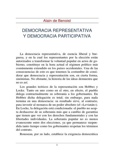 Democracia Representativa Y Democracia Participativa Pdf