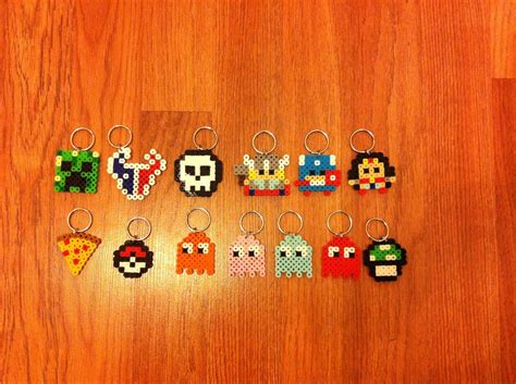 Mini Perler Bead Keychains