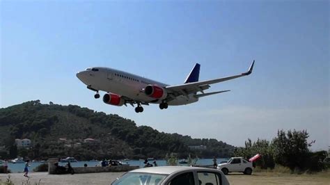 Skiathos Airport Plane Spotting Low Landing Takeoff With Jet Blast In