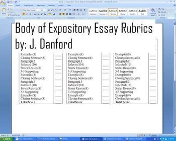 Body Paragraphs for Expository Essay Rubric by BBC Tiger Techspert