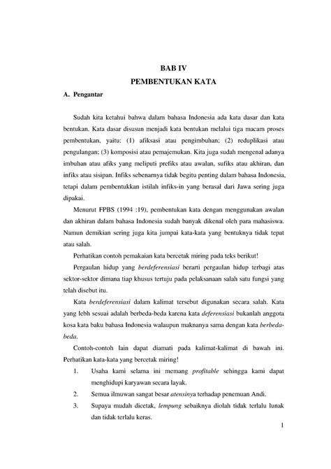 Pembentukan Kata Bab Iv Pembentukan Kata A Pengantar Sudah Kita