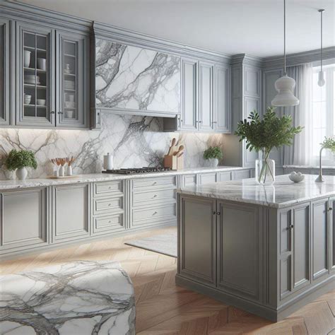 Grey Cabinets & Marble Countertops | Badger Granite