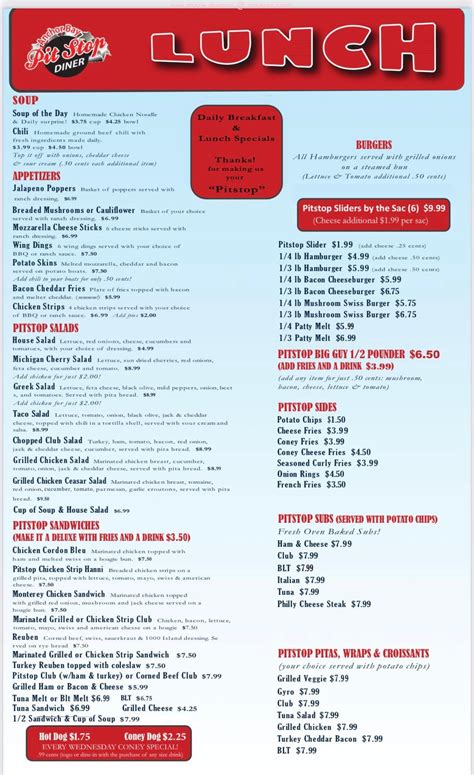 Online Menu Of Anchor Bay Pit Stop Diner Restaurant New Baltimore