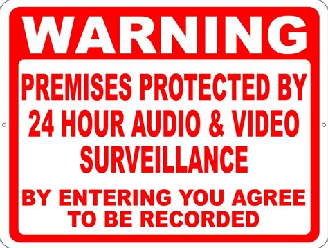 Warning Premises Protected Hr Audio Video Surveillance Sign