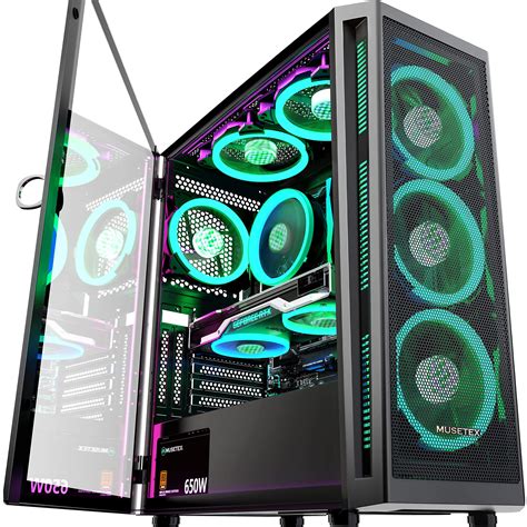 Buy Musetex Atx Pc Case Pre Install 6 Pwm Argb Fans Mid Tower Gaming Case With Opening Tempered