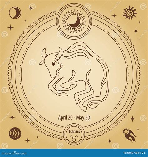 Taurus Zodiac Zeichen Astrologisches Horoskop Umrisszeichnung In Einem