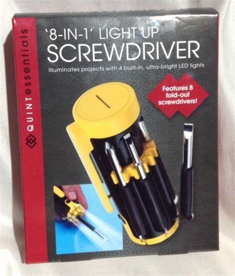 Quintessentials 8 In 1 Light Up Screwdriver Set Led Bulbs Multi Tool