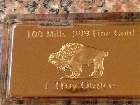 2 Gold Plated Bar 1 Ounce Buffalo 100 Mills 999 1 Oz Fine Bullion 24k