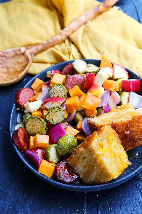 Maple Dijon Sheet Pan Sausage And Veggies The Comfort Of Cooking