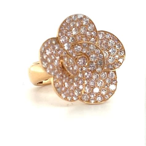 Proantic Bague Fleur Or Rose Diamants