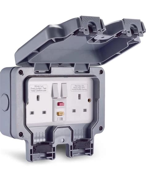 Outdoor Socket Weatherproof Storm RCD Socket Double Switched 13 A 2