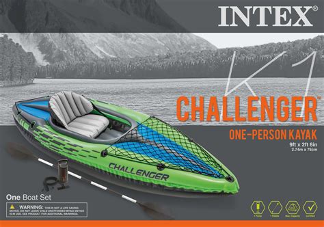 New Intex One Person Challenger K1 Inflatable Kayak Kit With Oars