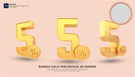 Premium Psd Gold Coins Number 5 3d Render Luxury Style