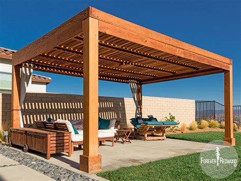 Modern Louvered Garden Pergolas Custom Made From Redwood