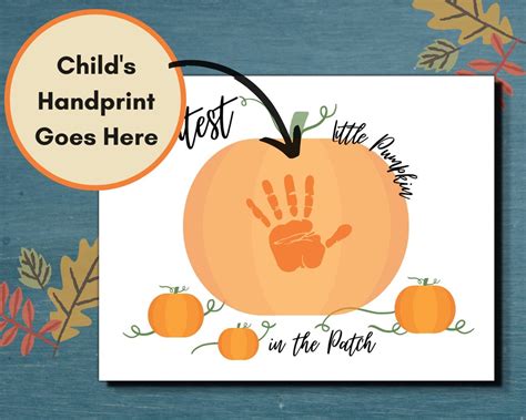 Pumpkin Handprint Art Kids Diy Craft Fall Handprint Art Etsy