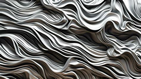 Silver Metal Wall With Wave Pattern Surface Abstract Texture