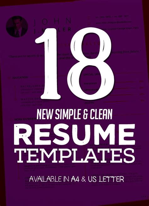 New Clean Resume Templates With Cover Letter Graphic Design