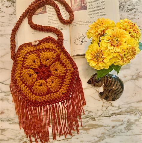 Crochet Sling Bag Boho Style Bag Crochet Retro Purse Crochet Crossbody Bag Purse Etsy