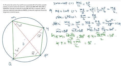 12 Pe cercul de centru O şi rază R se iau punctele M N P şi Q în