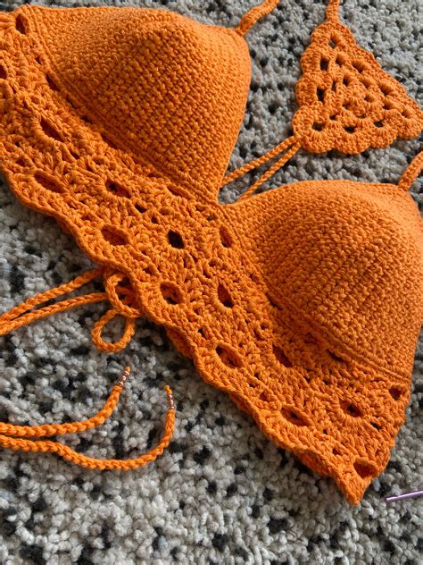 Crop Top Naranja Top Corto Realizado Completamente A Mano En Crochet Materiales 100 Algodón